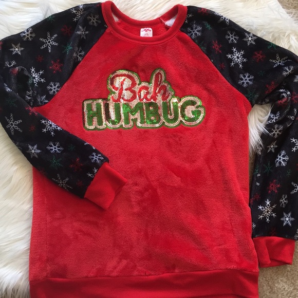 Ugly Christmas Sweater Red Black Bah Humbug - Picture 3 of 6